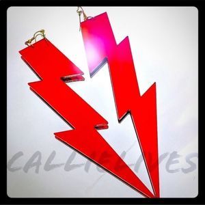 Extra Large Lightening Bolt Earrings (Red) NEW